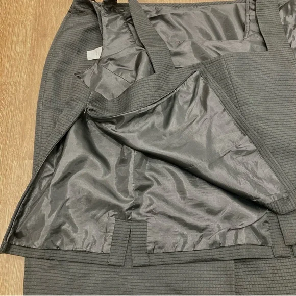 22W Elegant Black Waffle Texture Two-Piece Skirt Set Liz Claiborne Lined Fitted - Picture 8 of 14
